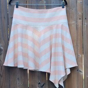 TIBI asymmetrical pink/ white cotton skirt